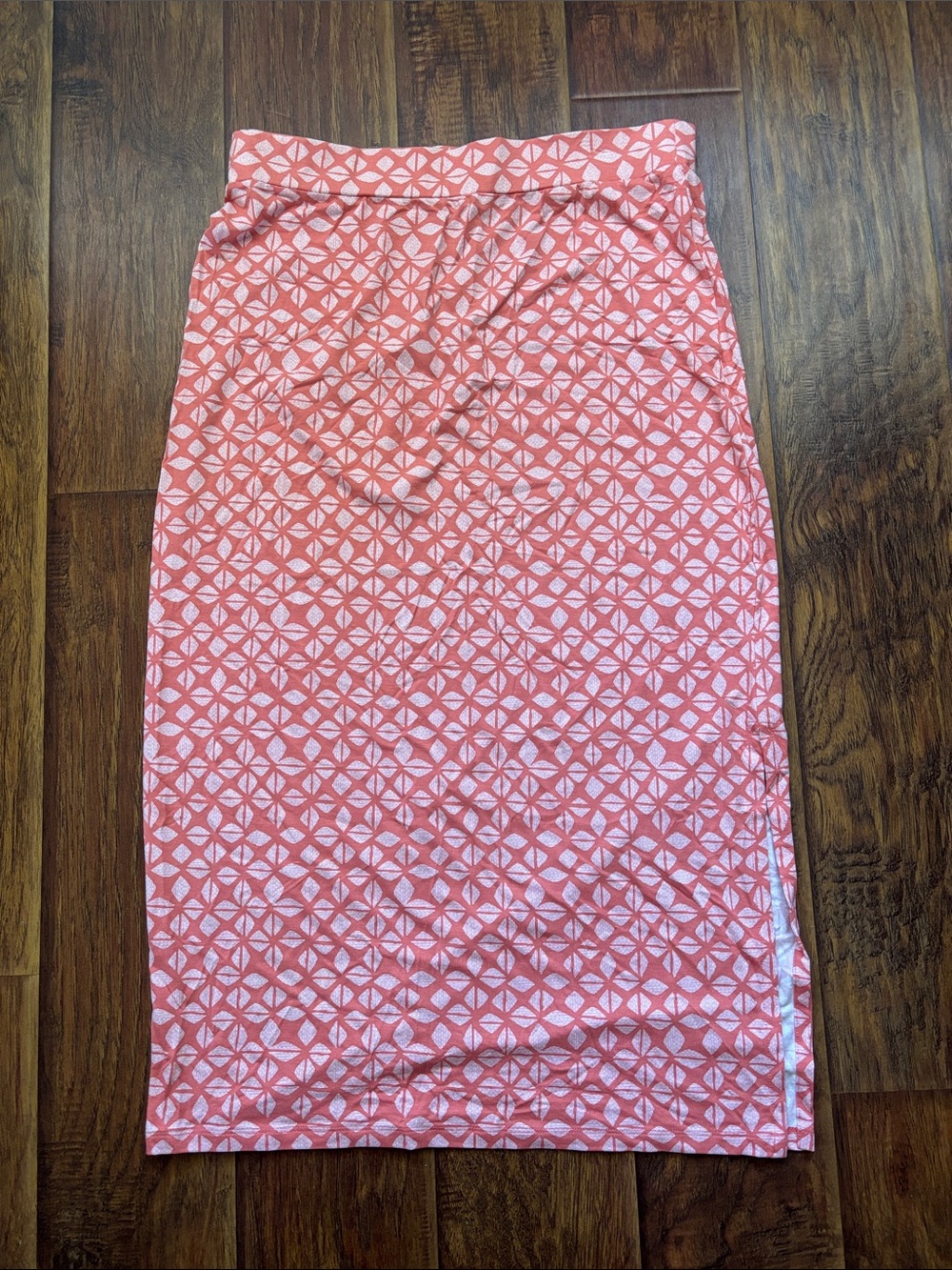 Liz Claiborne Large Peach Geometric Stretch Midi Maxi Skirt